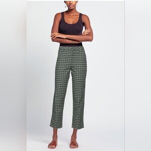 Vintage GenZ Y2K Gap Blue Green Plaid Silk Mid-Rise Ankle Crop Pants